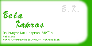 bela kapros business card